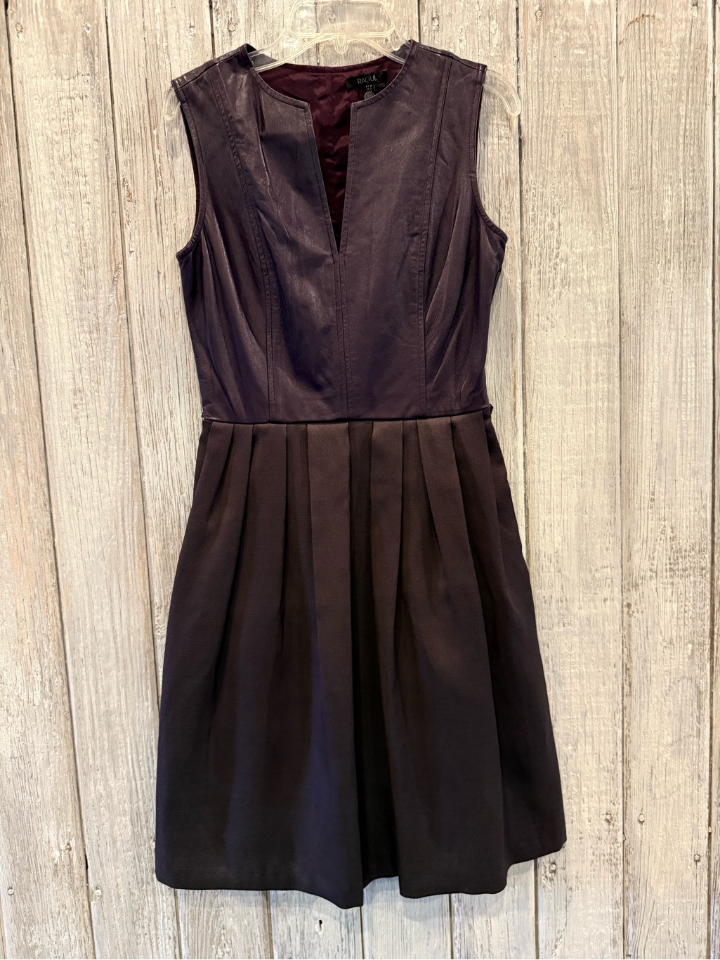 Raoul Plum Sleeveless Pleated Fit-And-Flare Dress